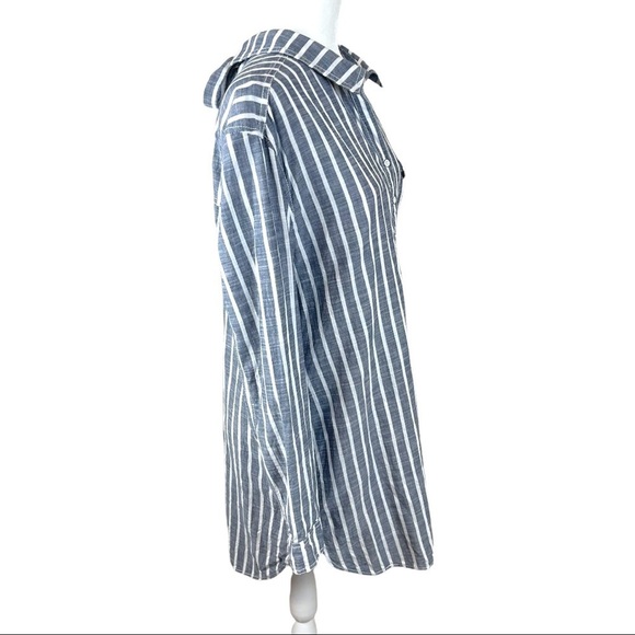 CASLON STRIPED POP OVER COTTON TUNIC SHIRT DRESS - Picture 2 of 9